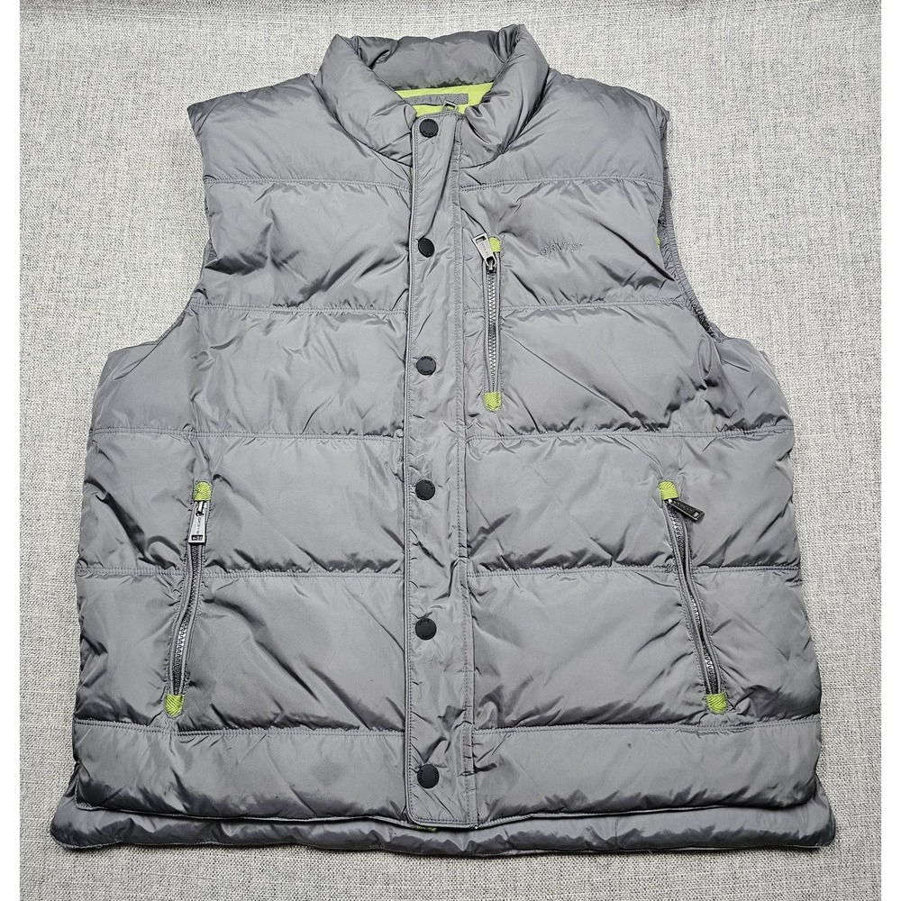 Orvis Vest Mens‎ Large Gray Down Puffer Quilted Full Zip Outdoor Lined Warm